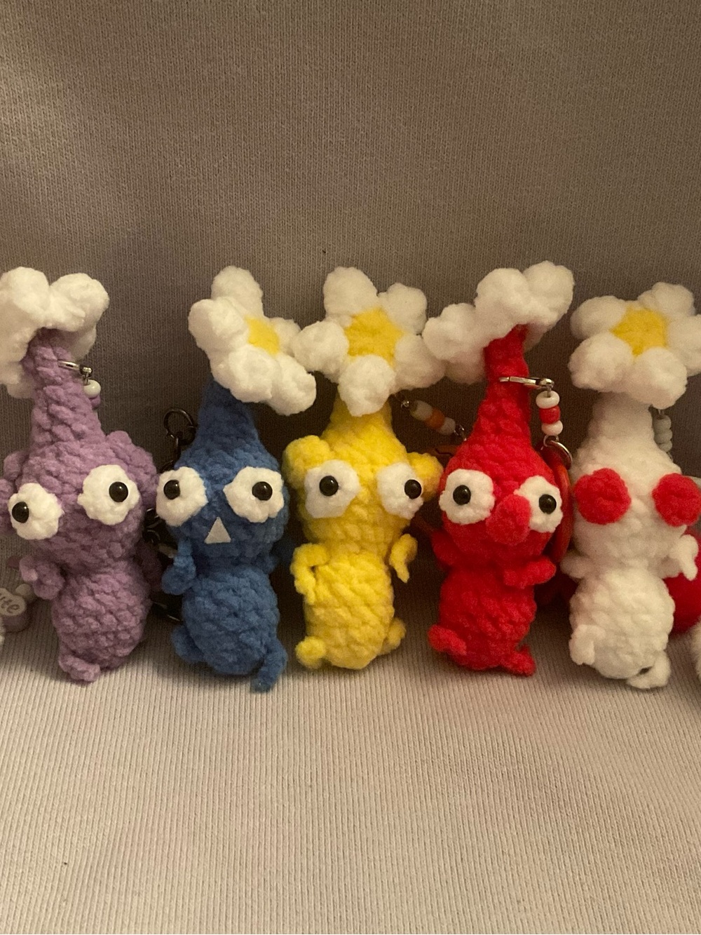 Crochet Pikmin inspired set keychains handmade amigurumi